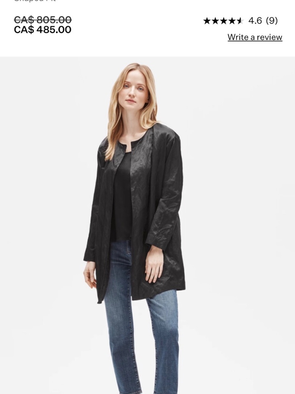 Eileen Fisher Women's Organic Cotton Satin Steel Coast Duster Jacket Size PM - Picture 13 of 14